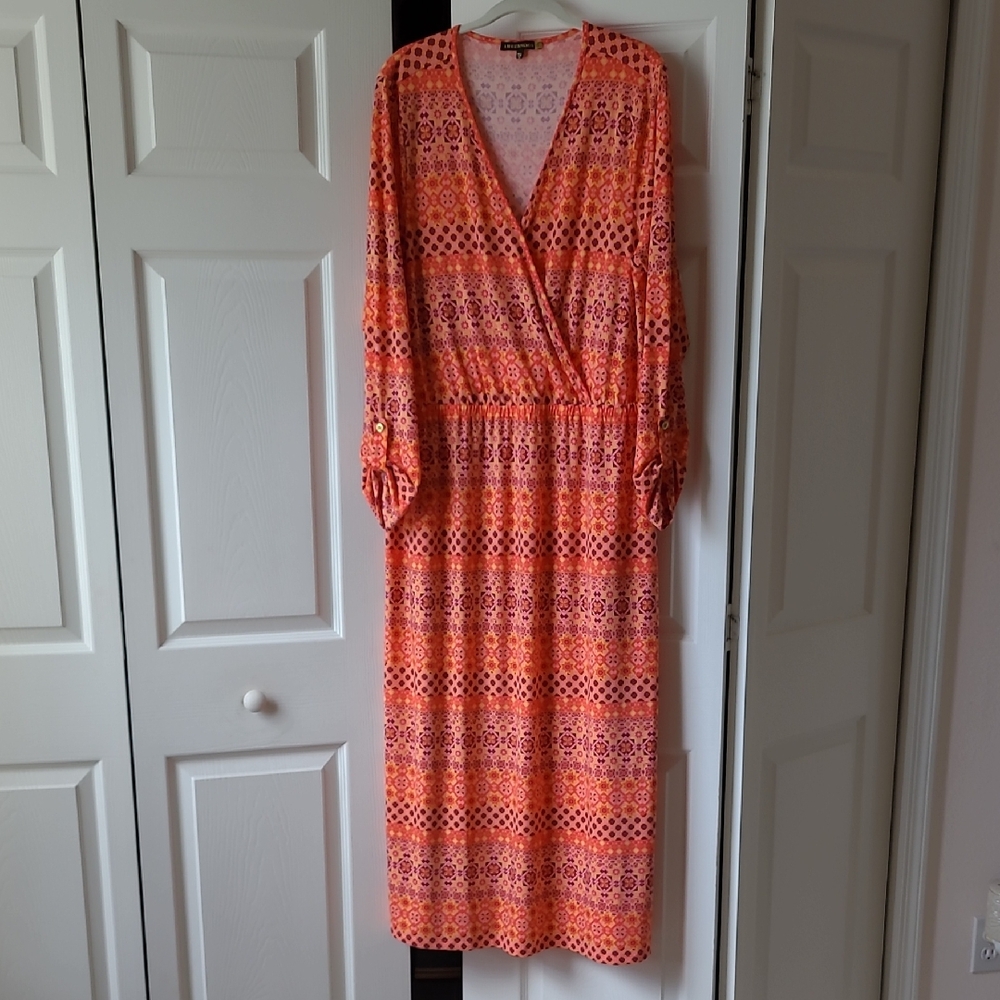 AmberNoon II Vibrant Orange Maxi Dress (XL)  NWOT